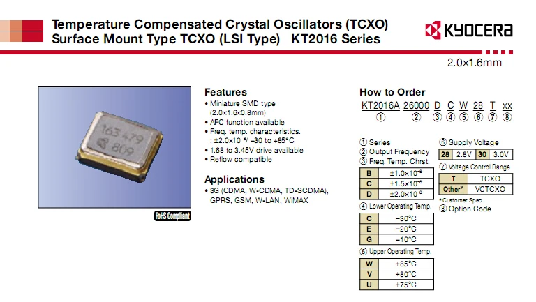 20pcs/lot TCXO 2016 KT2016A20000ACW18TAG 20M 20MHZ 20.000MHZ chips Electronic new