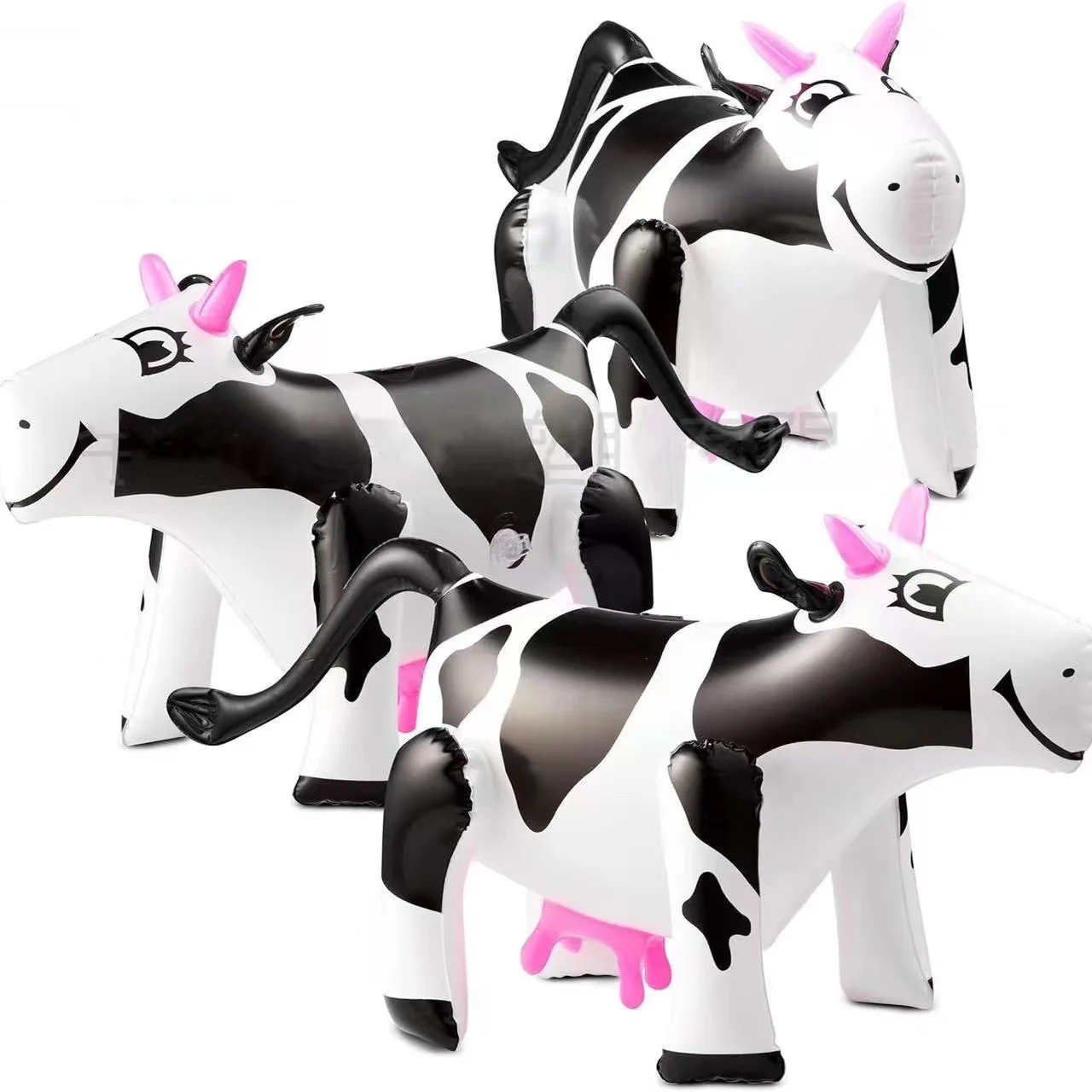 New Cute Cartoon Inflatable Cow Artificial Animal Ornaments Kawaii Kids Birthday Party Halloween Event Room Decor Creative