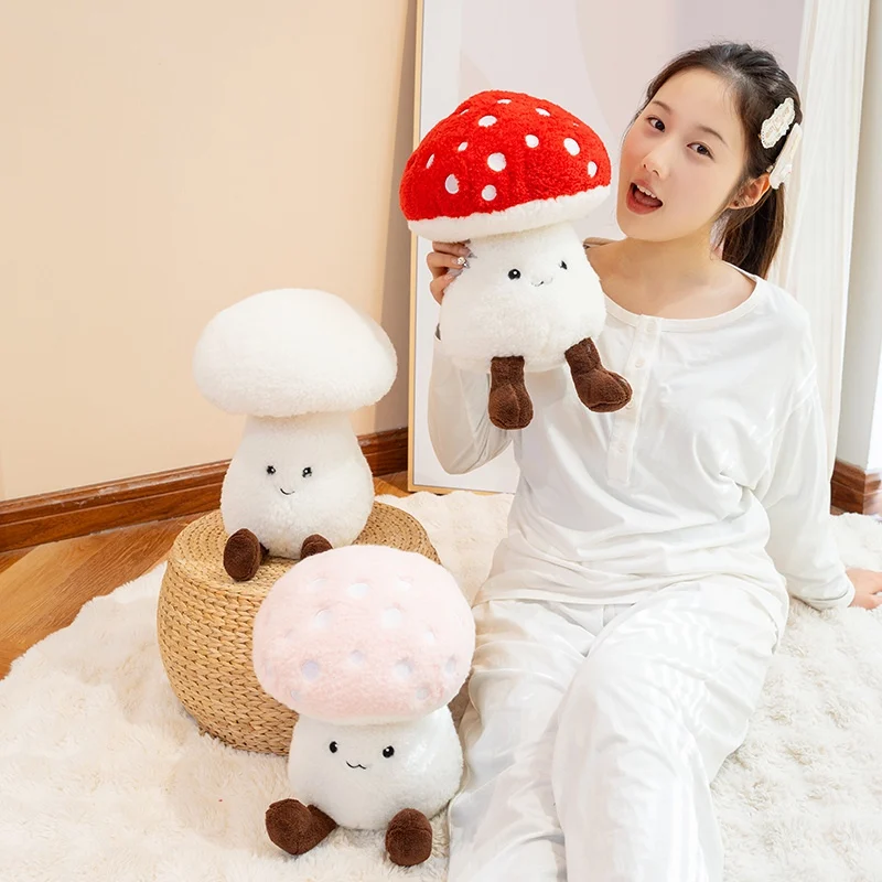 30cm bonito simulado cogumelo brinquedo de pelúcia recheado macio realista planta kawaii cogumelo boneca brinquedos travesseiro para crianças meninas presente