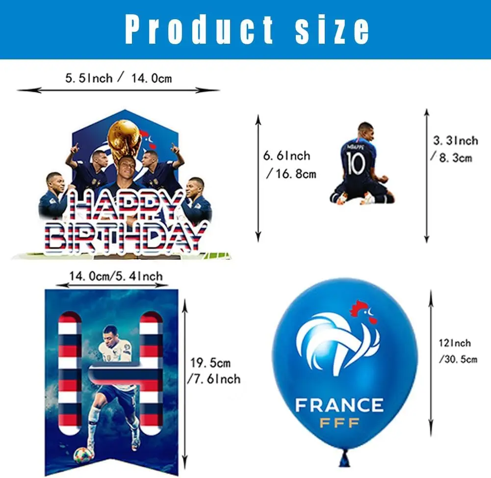 30 قطعة من زينة حفلات أعياد الميلاد على شكل نجمة كرة القدم، بالون مستلزمات حفلات كيليان ستار، لافتة عيد ميلاد سعيد، حفلة كعكة علوية للأطفال #3