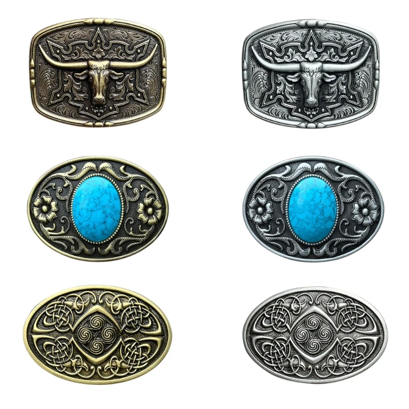 Cowboy Relief Belt Buckle Metal Multiple Type Personality Belt Buckle for DIY