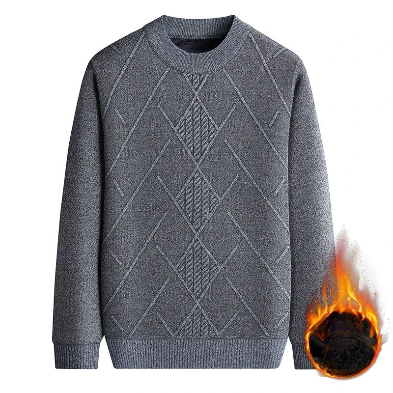 

2023 Autumn and Winter New Thicken Sweaters Men's Knitted Sweater Warm Fit High Quality Pullover Sweater Men Knitwear A117