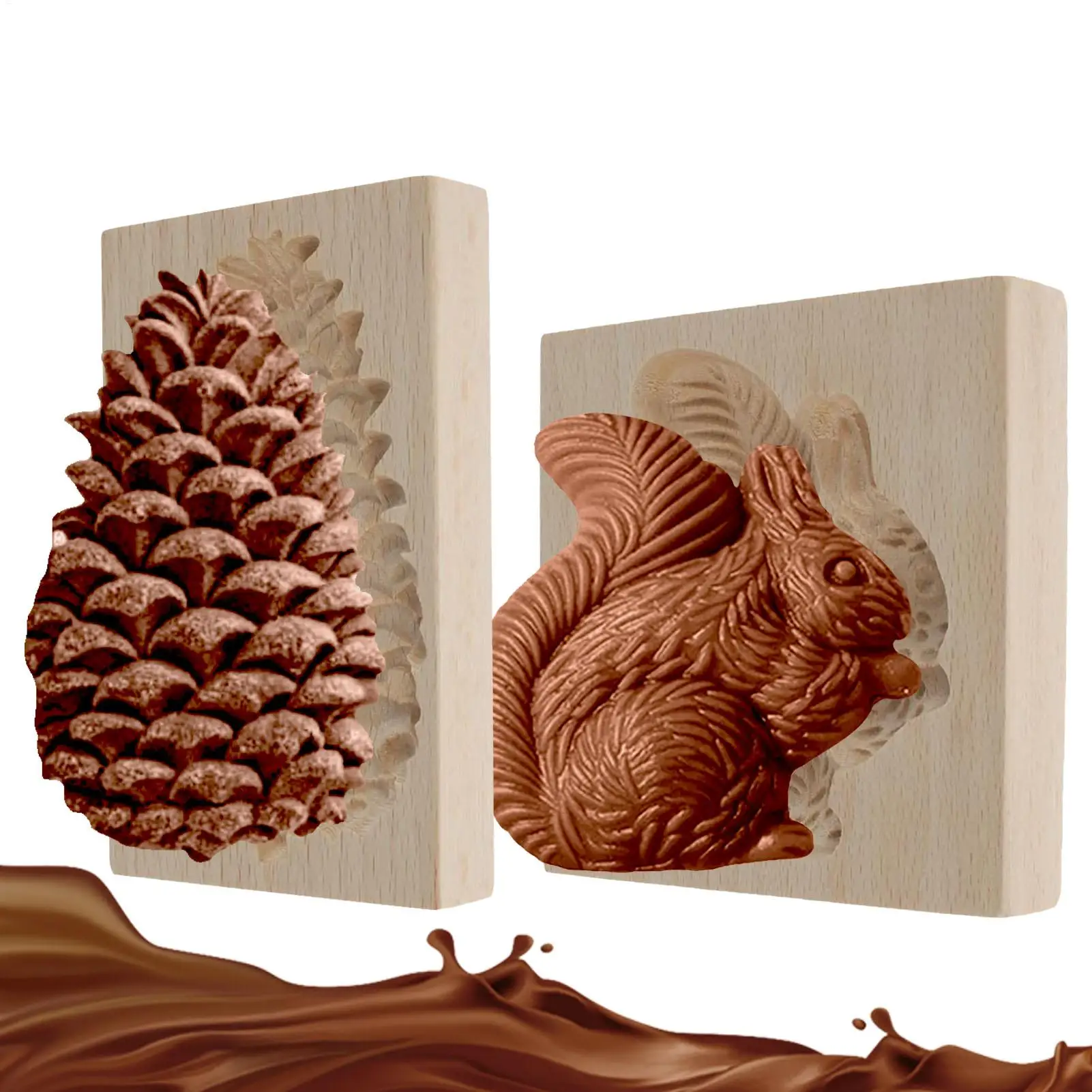 2pcs Animal Biscuits Molds Squirrel Pinecone 3D Biscuits Mold Squirrel Cookie Mold Pine Cone Cookie Mold Cookie Stamp Mold