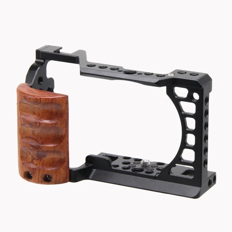 Lichtgewicht Metalen Konijnenkooi Beschermend Frame Voor Sony A6000/A6300/A6400/A6500 Houten Handvat Camera Kooi stabilisator ﻿