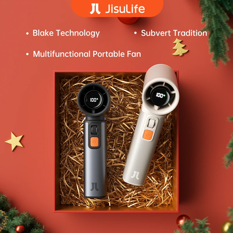 JISULIFE Ventilador portátil turbo portátil, 100 velocidades de vento ajustáveis, bateria recarregável de 9000 mAh, display LED, acampamento ao ar livre