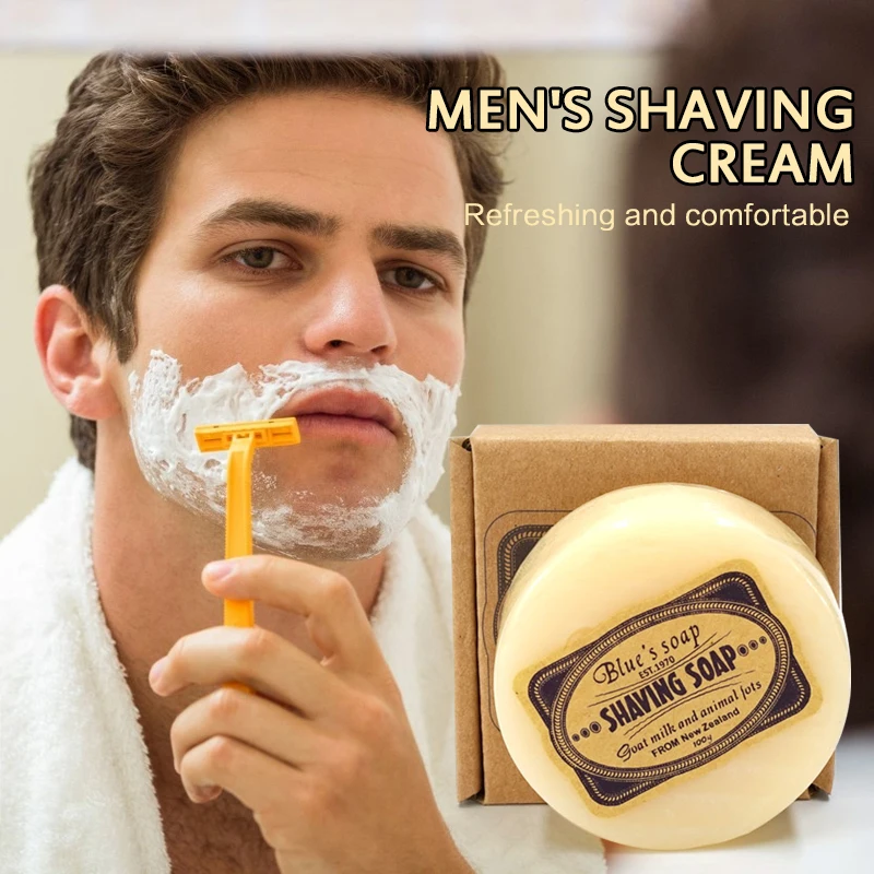 Shaving Cream Men\'s Mustache Shaving Soap Facial Care Goat Milk Beard Shaving Cream Beard Removal 100g TSLM1