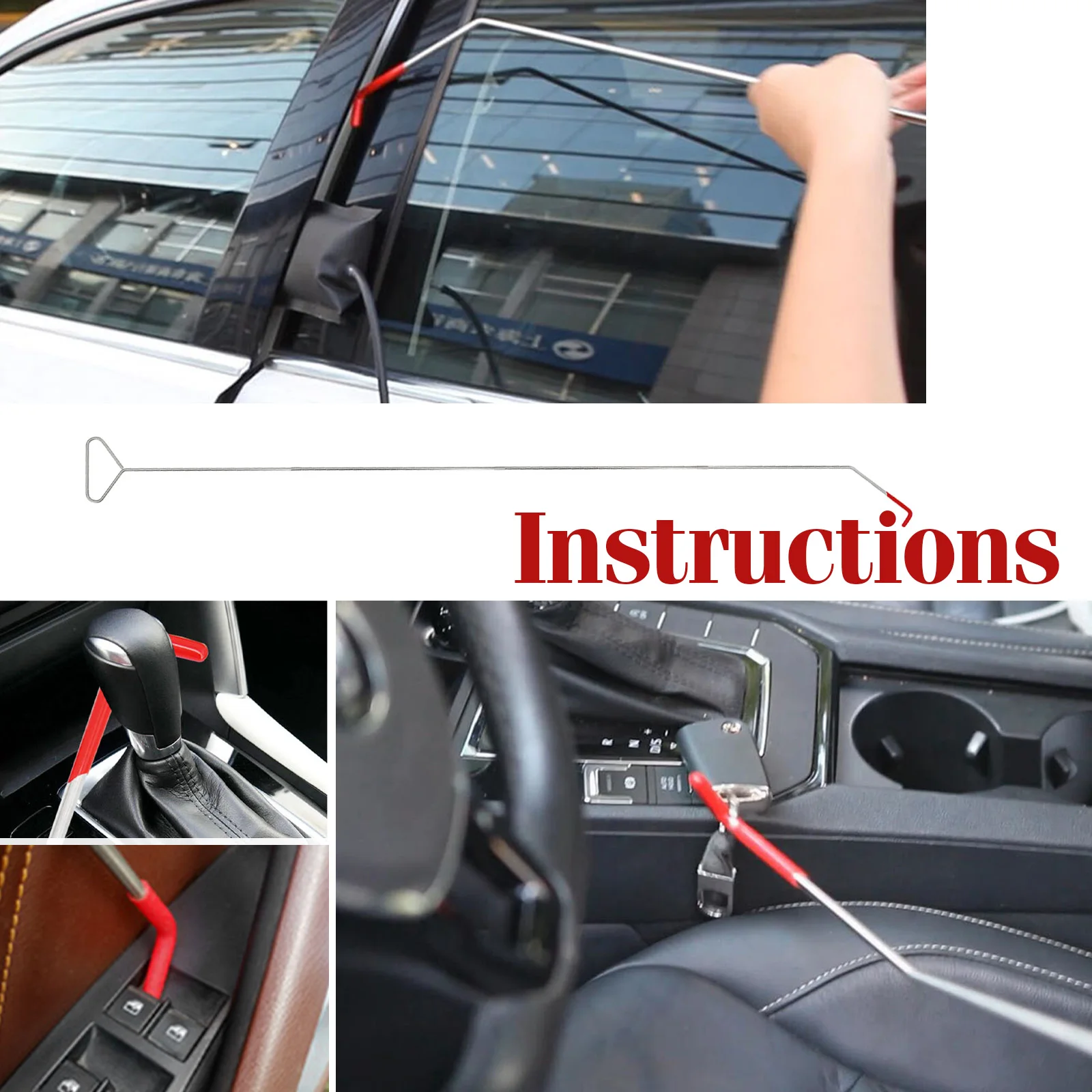 Car Long Reach Grabber Automotive Attachment Tool Kit Inflatable Air Pump Auto Window Door Opening Lockout  Fixing Gripper Tools