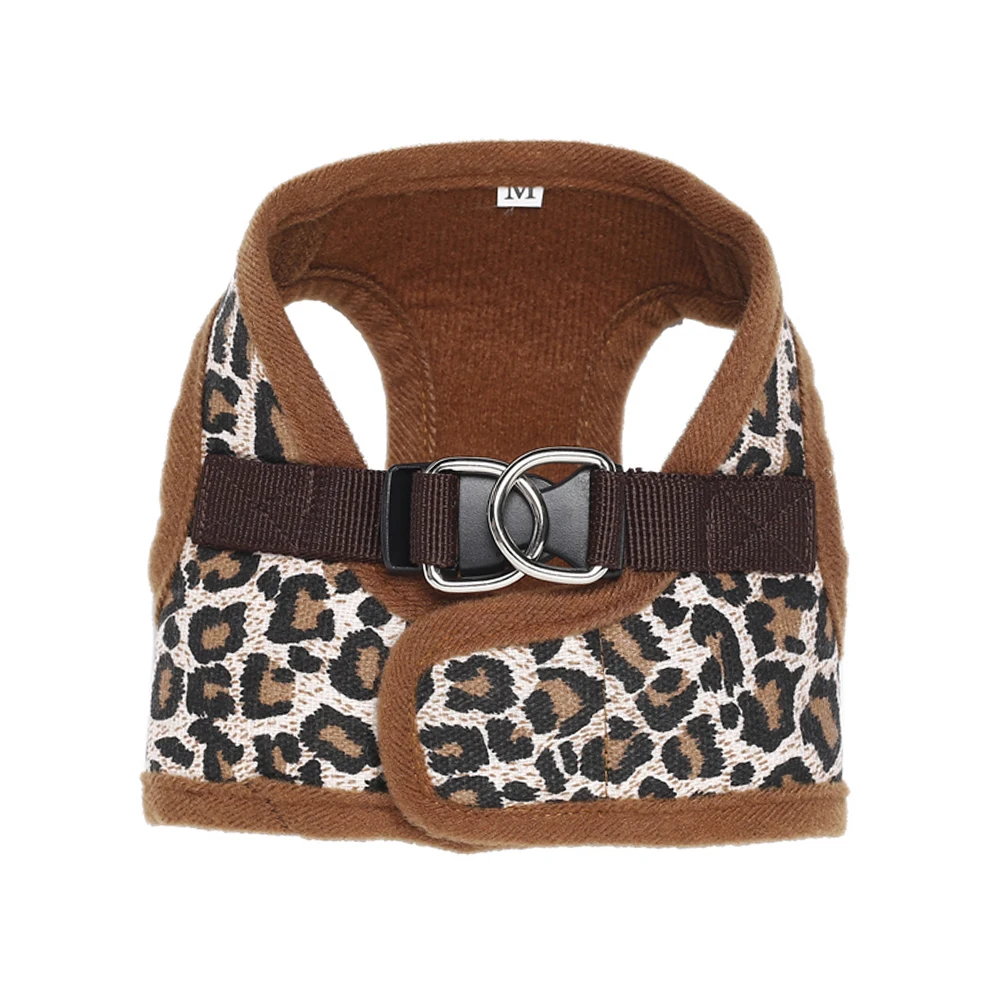 

Mesh Dog Harness Leopard Print Canvas XL Quick Release D Ring Breathable Puppy Jacket Walking Strap Easy Apply Flexible Long