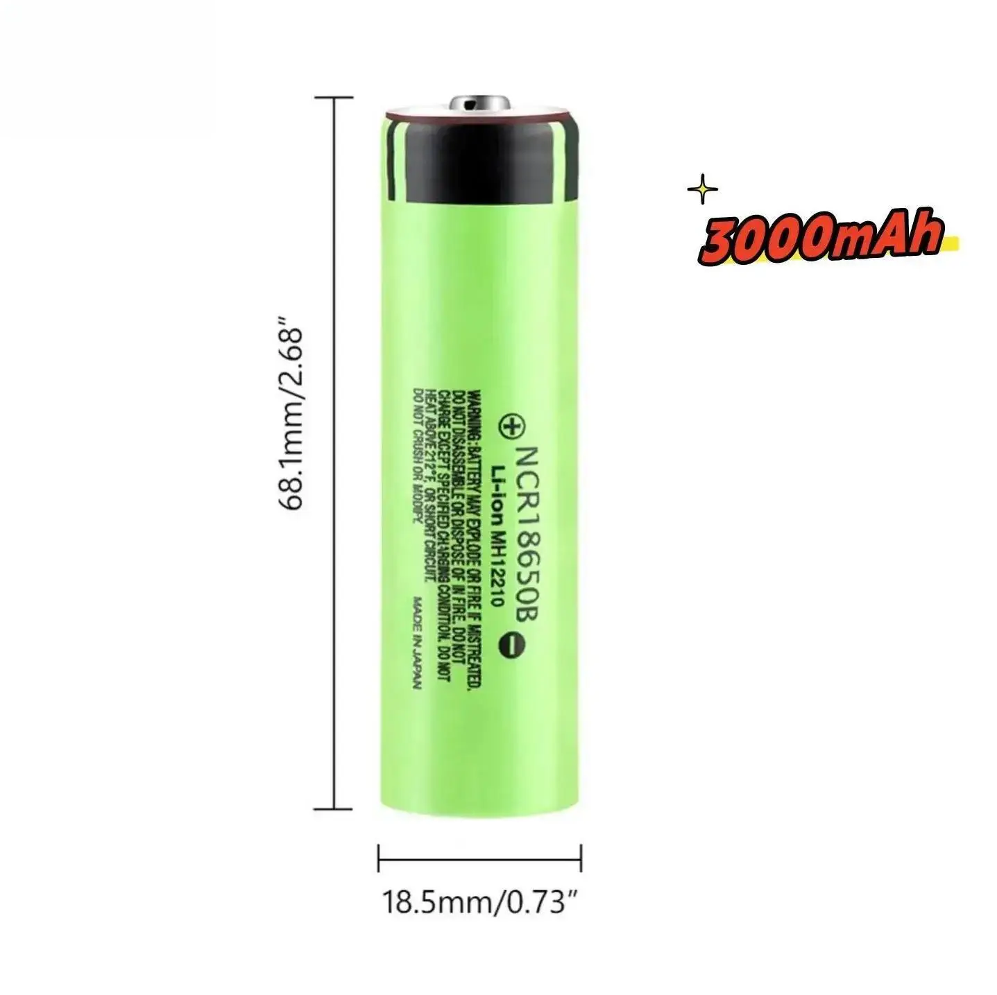 แบตเตอรี่แบบชาร์จไฟได้แบตเตอรี่ลิเธียมไอออน18650 3000mAh 18650 3.7V Ncr18650b NCR18650B แบตเตอรี่ Ncr18650b พานาโซนิค3000มิลลิแอมป์ต่อชั่วโมง