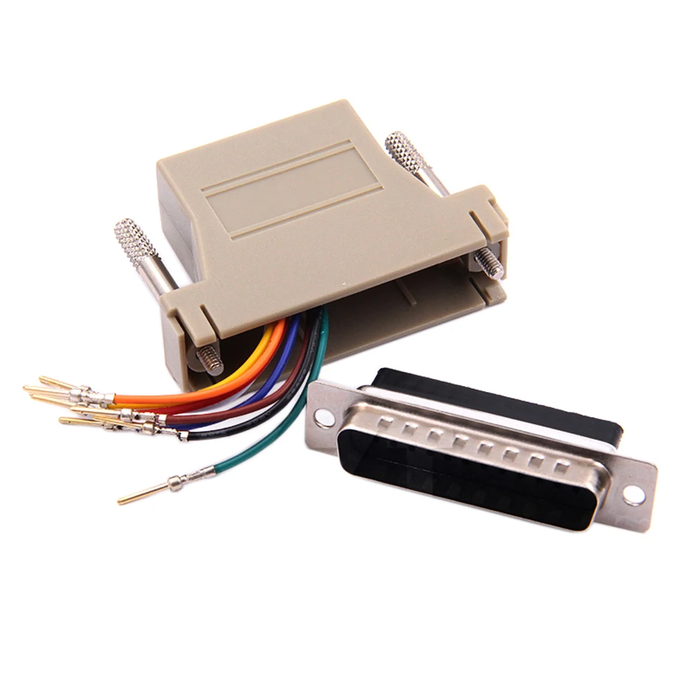 1PCS DB25 25Pin Male Female Connector to RJ45 Modem Adapter D-Sub RS232 Compatible Converter Adapter