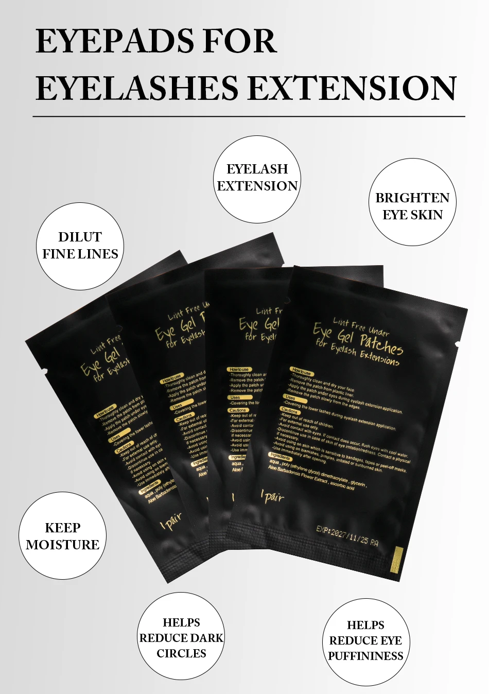 100 % Hindernis von UV-Licht, schwarze Pads für Wimpernverlängerung, Augenschutz, professionelle Make-up-Tools, 50 Paar – Detail 3