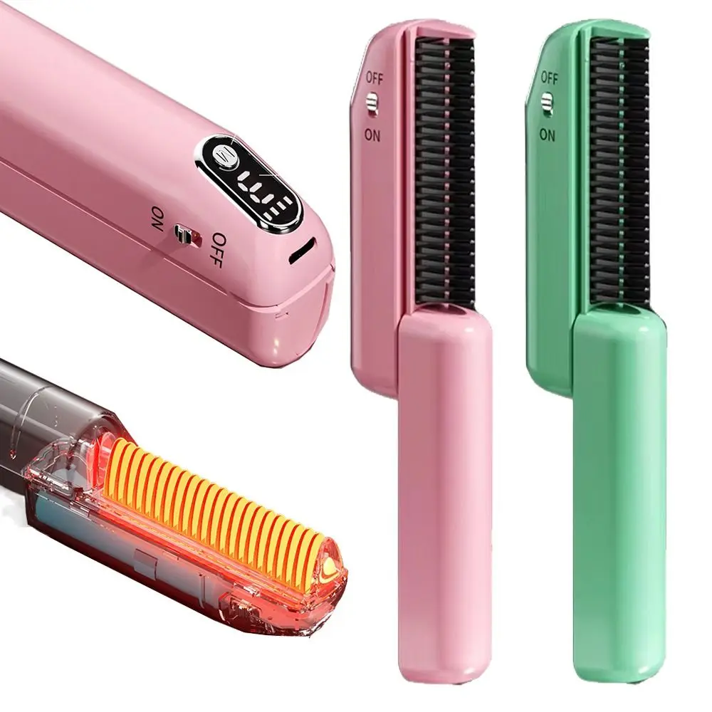 

Anti Scald Electric Hair Straightening Comb Scalable Fast Heating Negative Ion Straighten Brush 3 Modes Detangling