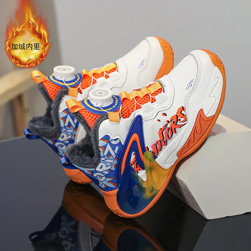 

Boys Basketball Shoes Training Running Sports Sneakers Winter New Style Middle Large Children Boy Knob Movement Footwear