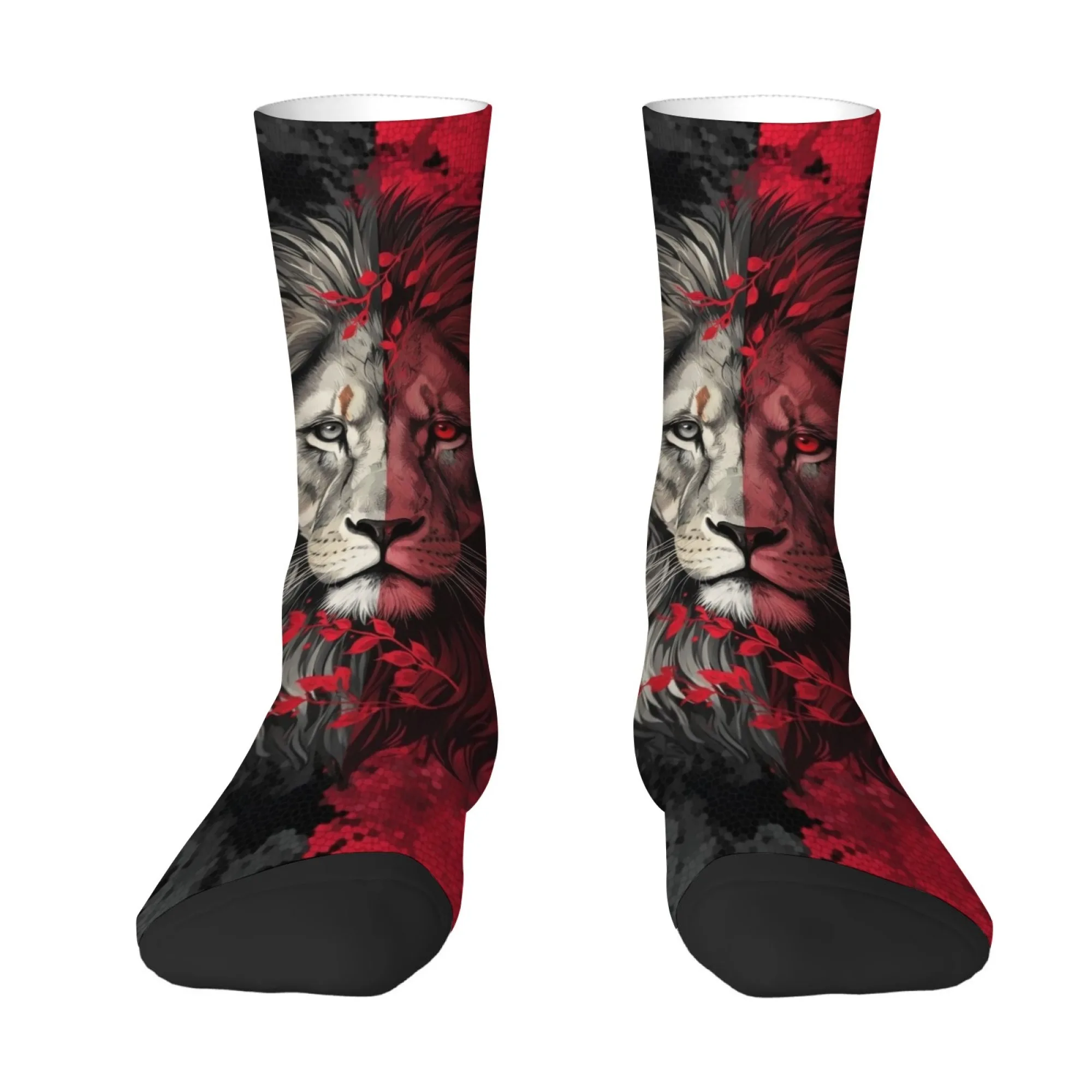 Art Lion Retro Fashion Men's Socks Crazy Street Hip-Hop Funny Socks Breathable Anti-Slip Outdoor Cycling Casual Sports Socks