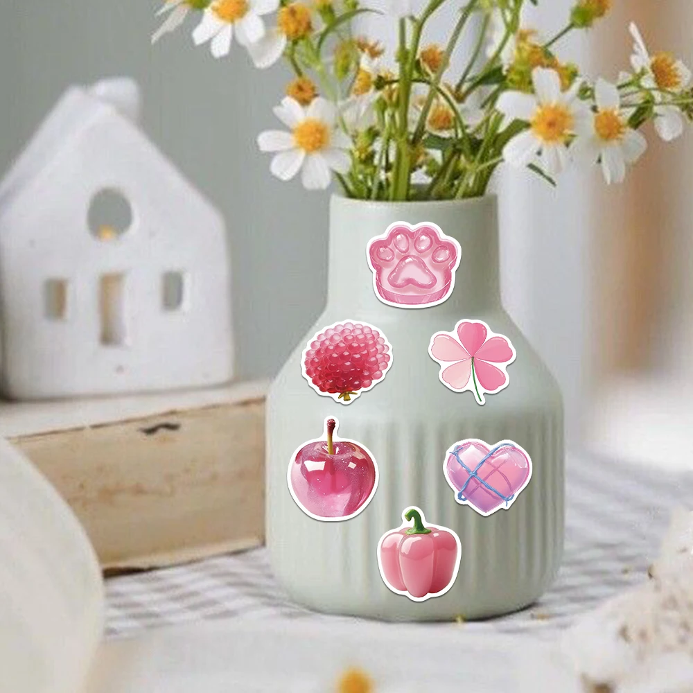 54 STKS 3D Patroon Roze Ins Cool Stickers Leuke Stickers Koffer Laptop Plakboek Telefoon Case Dagboek Bagage Decoratieve Decals