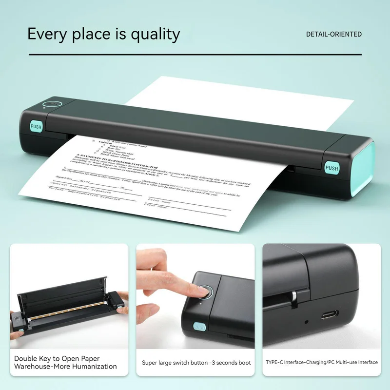 NEW M08F A4 Portable Thermal Printer,Supports 8.26\