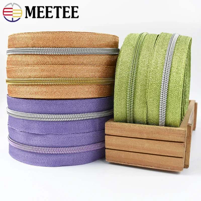 1/2/3/5M 5# Zipper for Sewing Bag Down Jacket Nylon Zippers Tapes By The Meter Coil Roll Zip Repair Kit DIY Garment Accessories