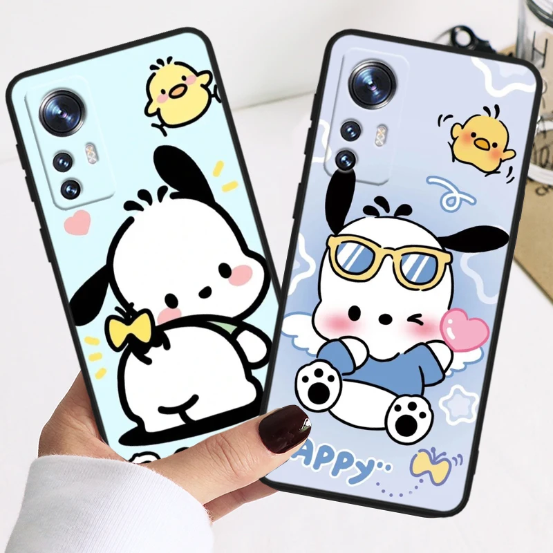 Cartoon Cute Pochacco Comic For Xiaomi Mi 14 13 12T 12S 12X 12 11i 11X 11T Ultra Pro Shockproof Soft TPU Black Phone Case