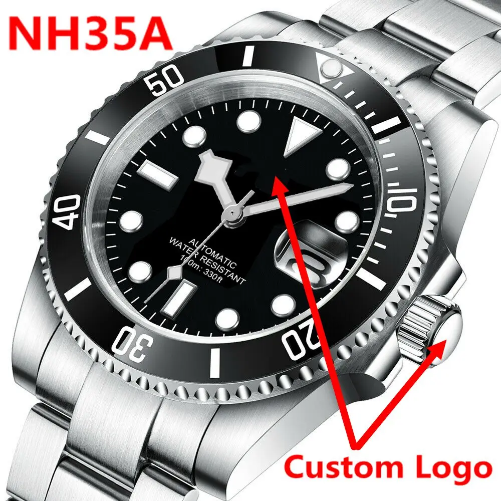 

Custom 40MM Sapphire Glass NH35 Automatic Watch Men Mechanical WristWatches Ceramic Bezel Swim Luminous business reloj hombre