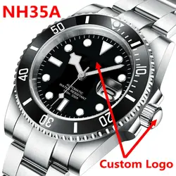 Custom 40MM Sapphire Glass NH35 Automatic Watch Men Mechanical WristWatches Ceramic Bezel Swim Luminous business reloj hombre