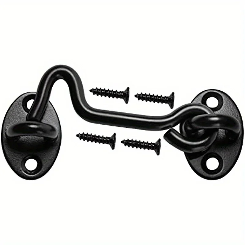 Rust-Resistant Sliding Barn Door Lock - Secure Eye Hook Latch with screws for Privacy, Perfect for Indoor Doors, Wooden Fences