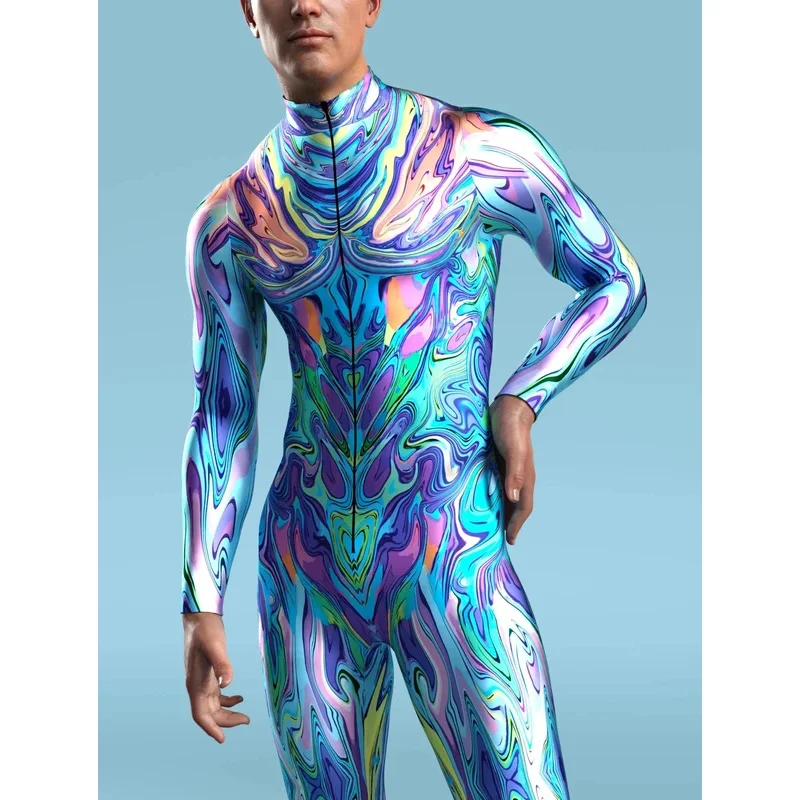 

Futuristic Mechanical Armour Jumpsuit Cool Fighter Cosplay Bodysuit 3D Printed Steampunk Costume Party Shows Men Zentai Suit