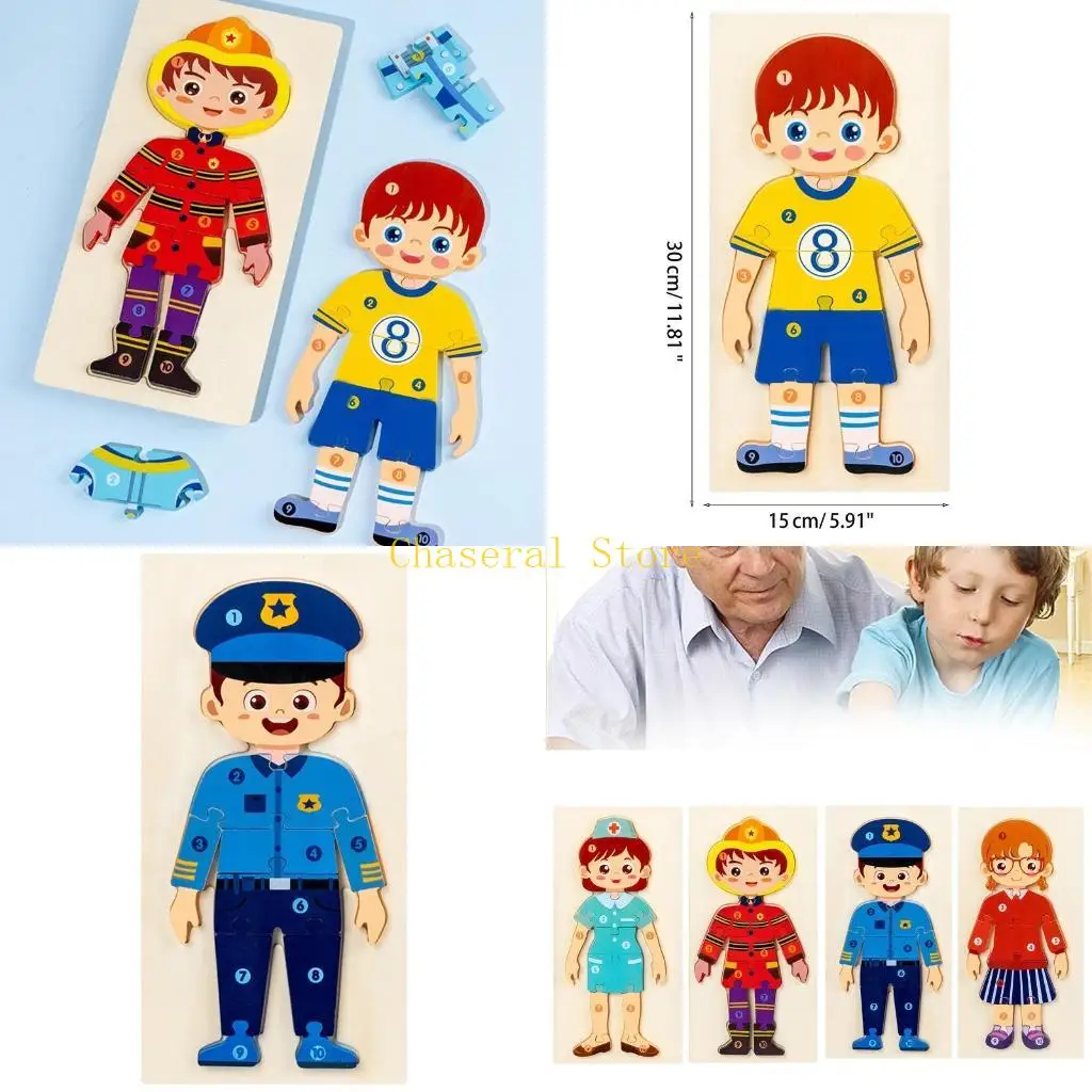 E7CE Occupations Jobs Toy Educational for 6-8 Year Old Kids 3D Board Improve Intelligence Color Shapes Supplies