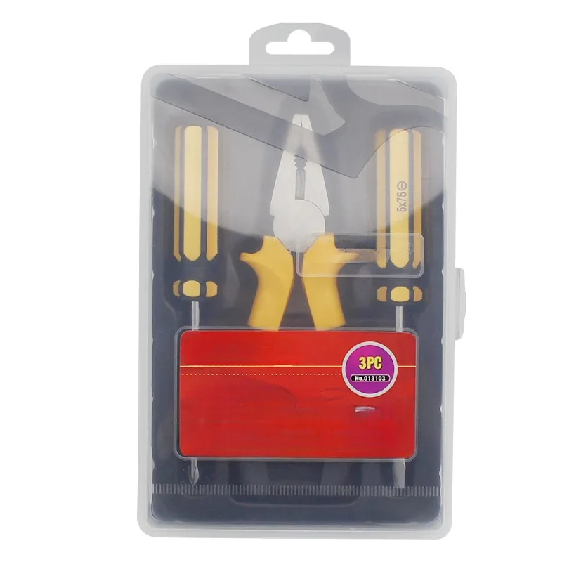 BIESUO 3 Piece Hardware Tool Set Set Home Repair Pliers Screw Batch Manual Hardware Hand Tools