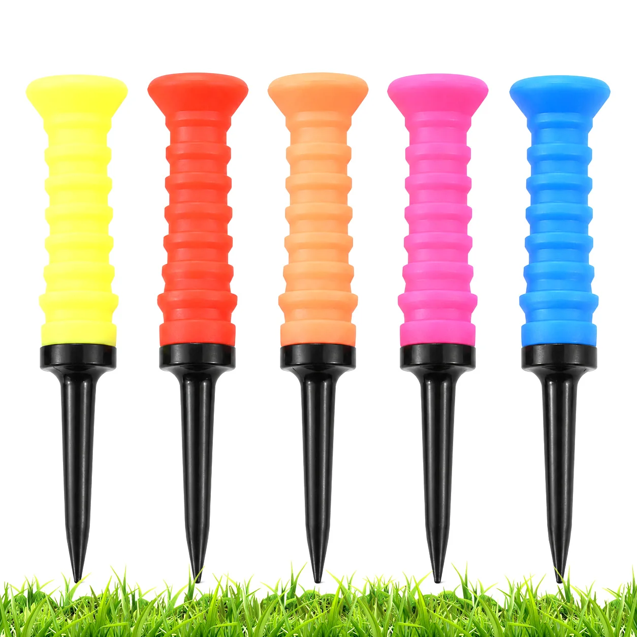 Rubber Golf Tees Set, Soft Tip Funny Plastic Tees for Stable Ball Support, Durable Mixed Color Tees for Practice Competition