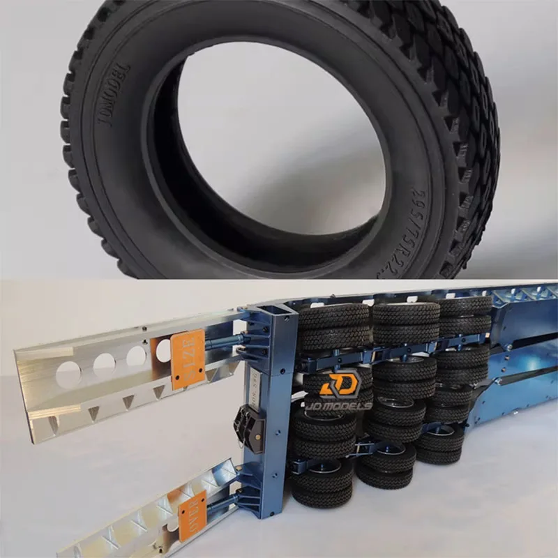 

1/14th Scale JDM-9D RC Towing Tire 75mm Narrow Tire Towing Carriage 1/14 For Tamiya Rc Truck Trailer Tipper Accessories