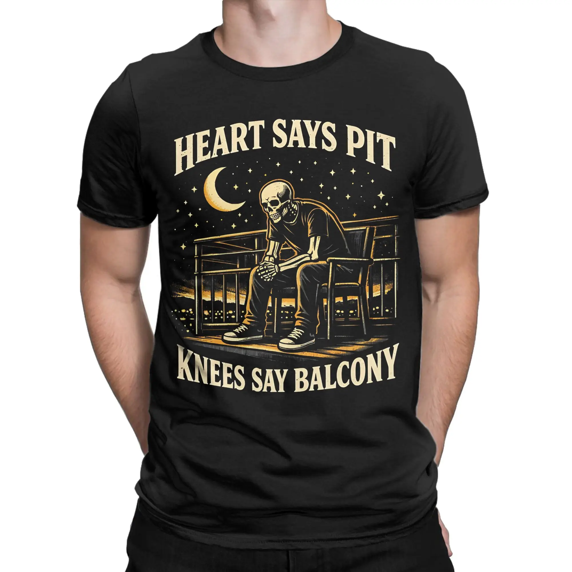 heart says pit knees say balcony  Tshirts For Men Women Cotton Clothes Fashion Retro Vintage  Crewneck Short Sleeve