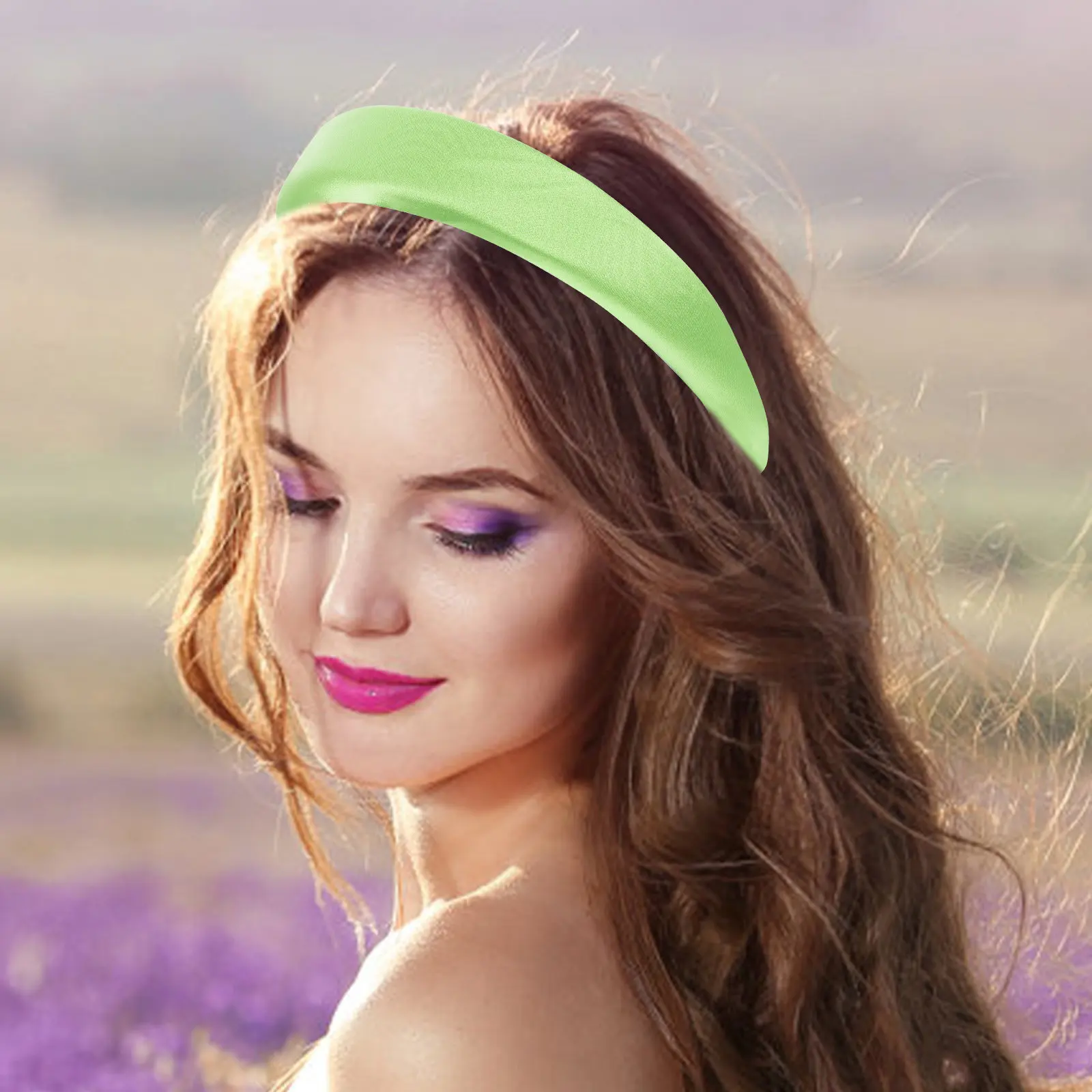 

Атласная повязка на голову для женщин, широкая, с мягкой губчатой подкладкой, нескользящая, удобная для ношения в течение всего дня, аксессуар для укладки волос на церемонии, день рождения