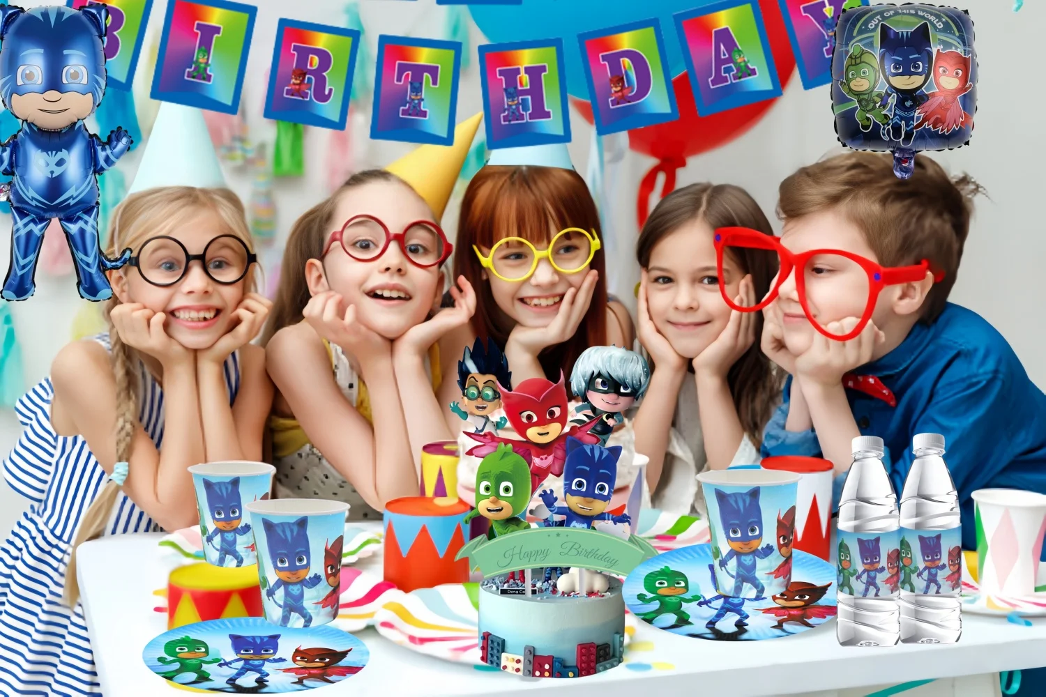 PJ Masks Maski PJ Dekoracje na przyjęcie urodzinowe Connor Jednorazowa zastawa stołowa Obrus Talerz Torba na prezent Amaya Ballon Baby Shower Kids Party Supplies