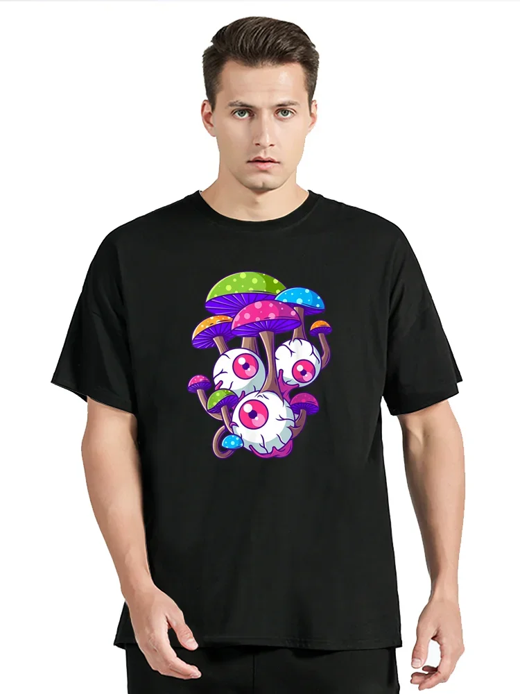 Psychedelic Mushroom Hippie Magic Fungus Shrooms Trance Rave T-Shirt Classic T Shirt Graphic Men Clothing Oversized Tshirt Tops