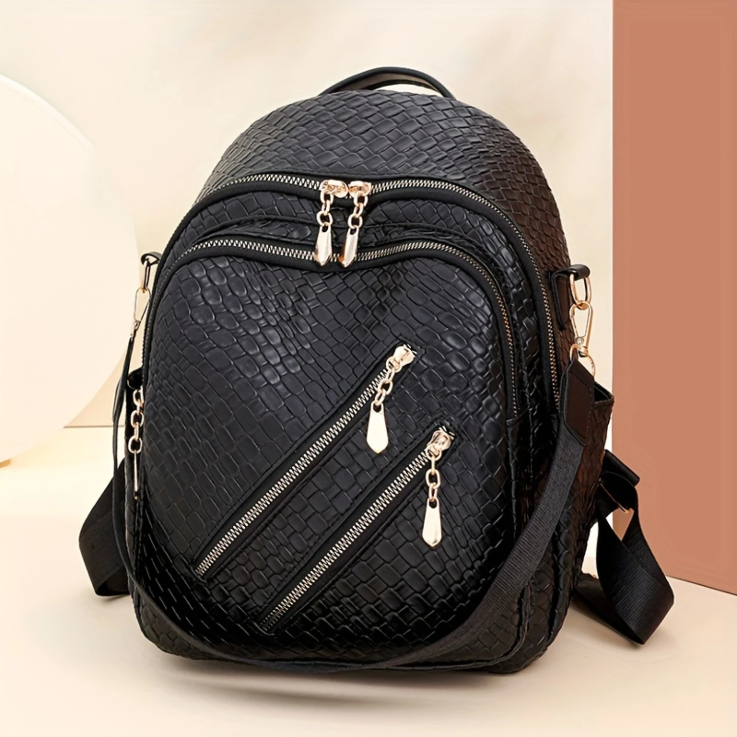 Chic Style Convertible Backpack, Faux Leather Travel Shoulder Bag, Solid Color Daypack - Ideal for Shopping & Vacation