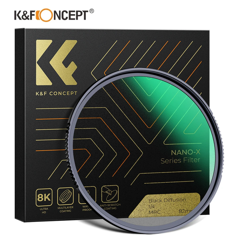 K&F Concept 1/4 1/8 Black Mist Diffsion Filter(Nano-X)37/43/49/52/58/62/67/72/77/82/86/95mm with Water And Dust Proof Coatings