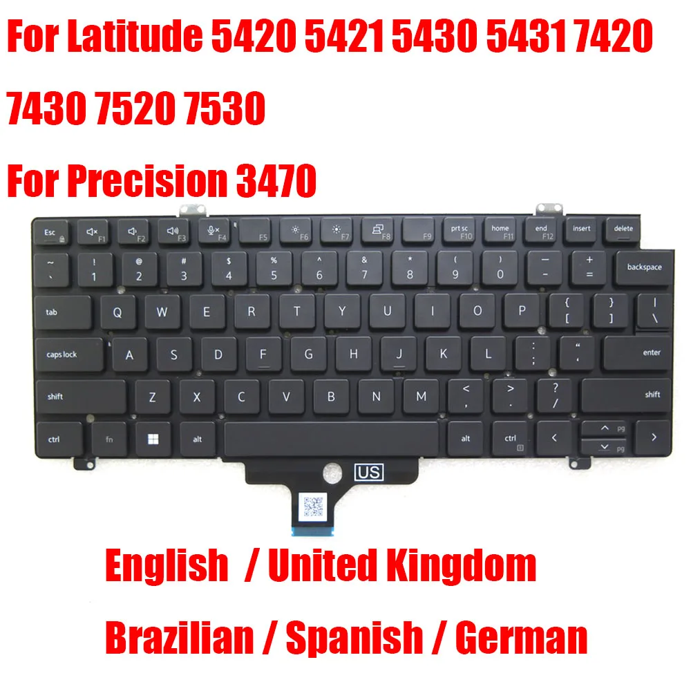 

US/UK/Brazilian/Spanish/German Laptop Keyboard For DELL For Latitude 5420 5421 5430 5431 7420 7430 7520 7530 For Precision 3470