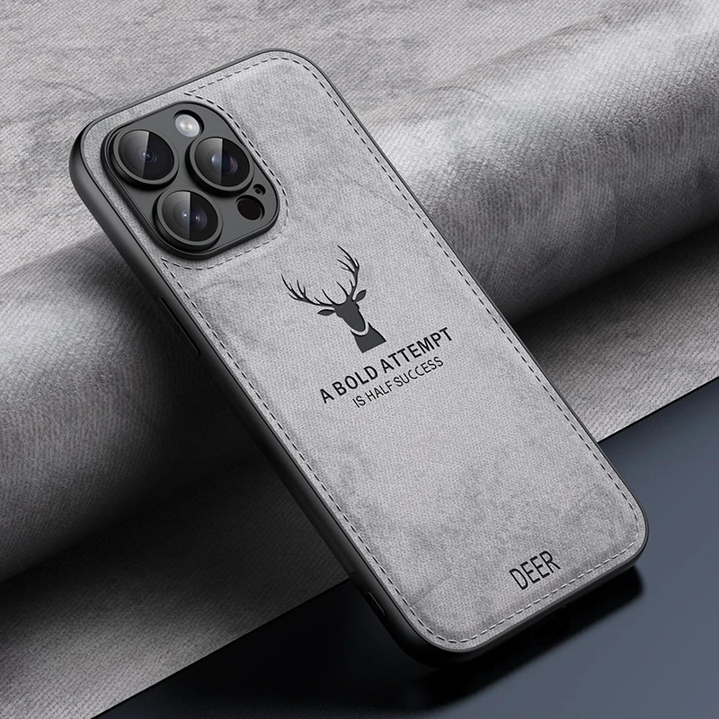 Hirschkopf-Cartoon-Handyhülle für iPhone 17 Air 16 E 15 14 13 11 Pro Max Plus 12 Mini 17Pro 16E 16Pro i17 stoßfeste Stoßstangenabdeckung