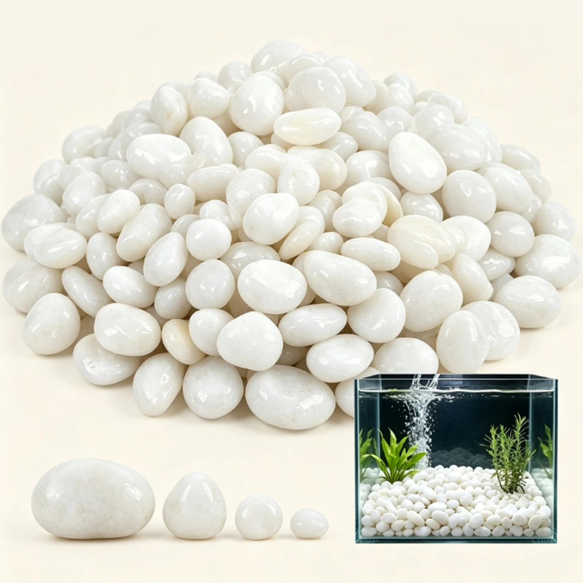350/700g White Polished River Stones 2 To 4cm, Smooth Pebbles For Courtyard Garden Landscaping And Outdoor Path Decoration ZSY