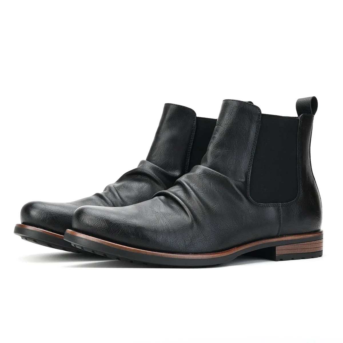 mens casual business wedding chelsea boots black brown vintage shoes cowboy natural leather boot handsome ankle botas masculinas view 3