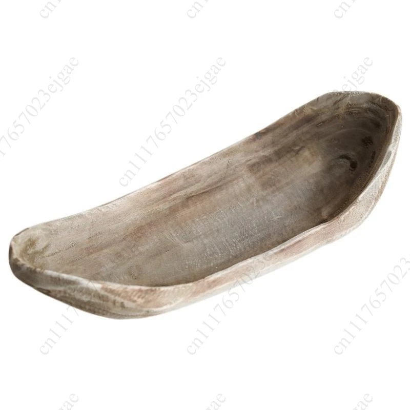 Wooden Boat Shaped Fruit Plate Retro Do Old Feel Plates For Food Living Room Decoration Wooden Plate Snack Candy Storage Tray
