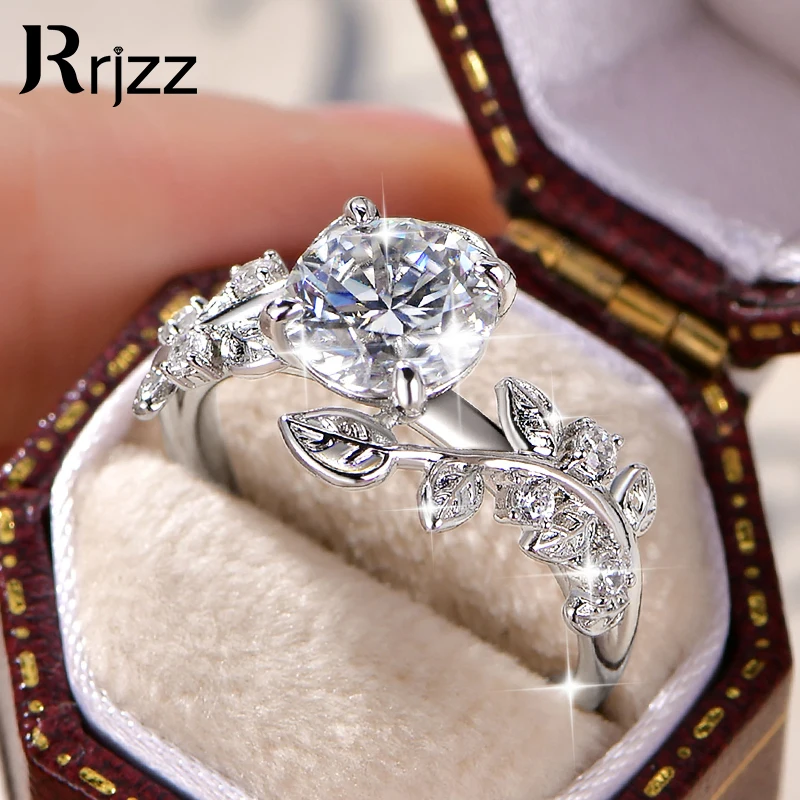 

Rrjzz Solitaire 2CT Round Cut D Color VVS1 Moissanite Engagement Ring Certified Lab Imitation Diamond Women Bridal Wedding Ring
