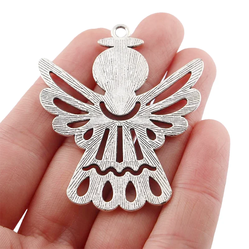 6 x Tibetan Silver Large Guardian Angel Charms Pendants 2 Sided for Necklace Bracelet Jewelry Making Accessories