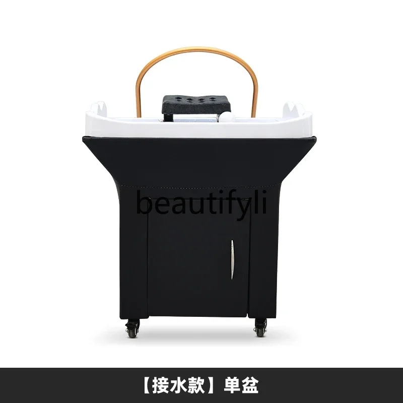 cn8617 ss Portable Head Spa Basin with Water Catchment and Steaming Water Circulation for Beauty Salon Hair Washing Basin