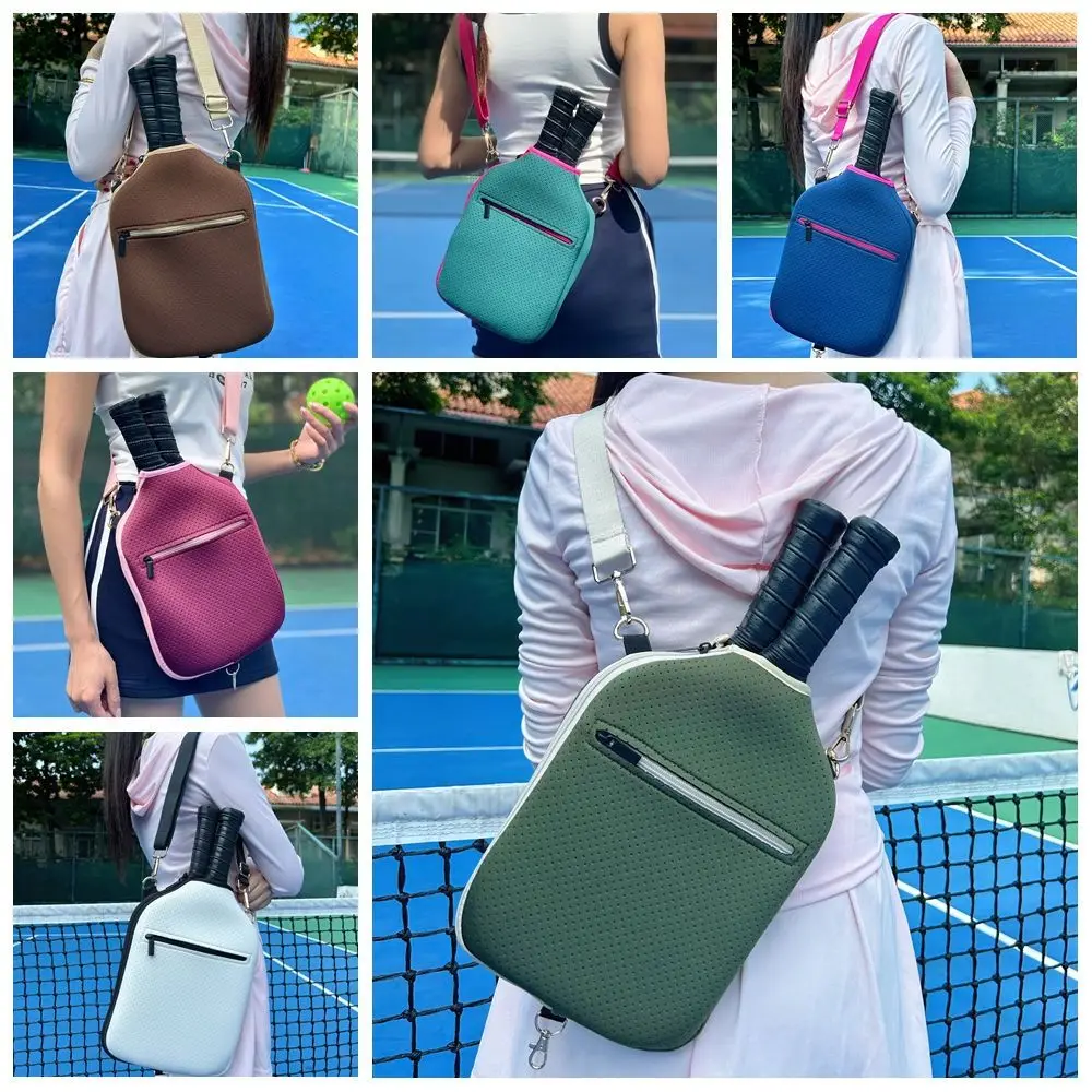 Torba crossbody na rakietki do pickleballa o dużej pojemności, zamykana na zamek błyskawiczny, z regulowanym paskiem, wodoodporna, profesjonalna, z pokrowcem na rakietkę.