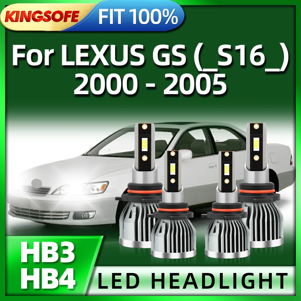 

KINGSOFE LED Headlight HB3 High Beam HB4 Low Beam Bulbs CSP Chips 6000K For LEXUS GS (S16) 2000 2001 2002 2003 2004 2005