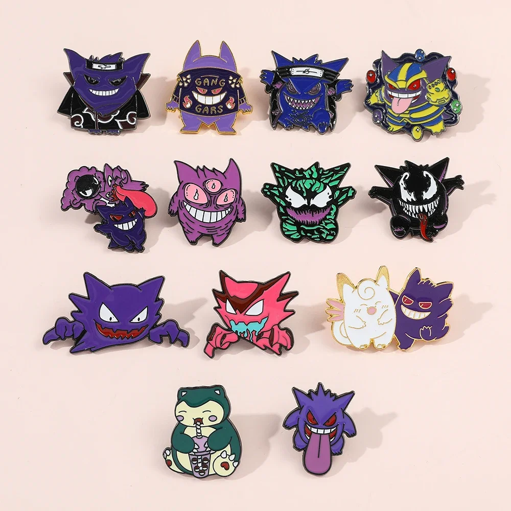 Broche Gengar para Halloween, Pin de solapa con insignia de Metal para mochila, ropa, joyería, regalo de Festival, 4/5 piezas