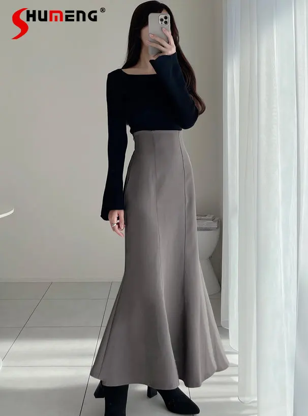 

Japanese Fashion Women's Long Skirt Spring and Summer New 2026 Girl's High Waist Elegant Tight Fishtail Skirt Lady Casual Skirt