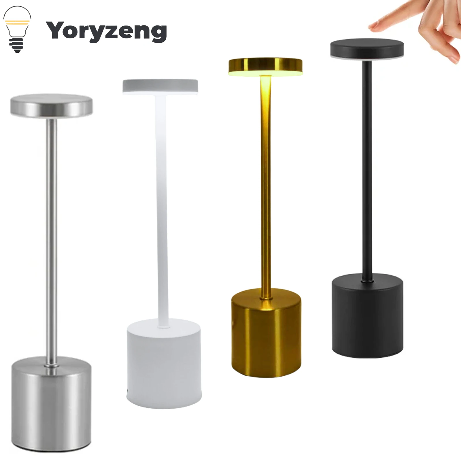 

USB Rechargeable 3 Light Colors Stepless Modern LED Table Lamp Portable Cordless Touch Dimming Wireless For Hotel Bar Bedroom