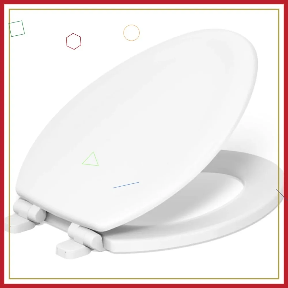 

Удлиненная сидушка для унитаза с функцией плавного закрывания, из прочной древесины, простая установка, универсальный размер, белая отделка